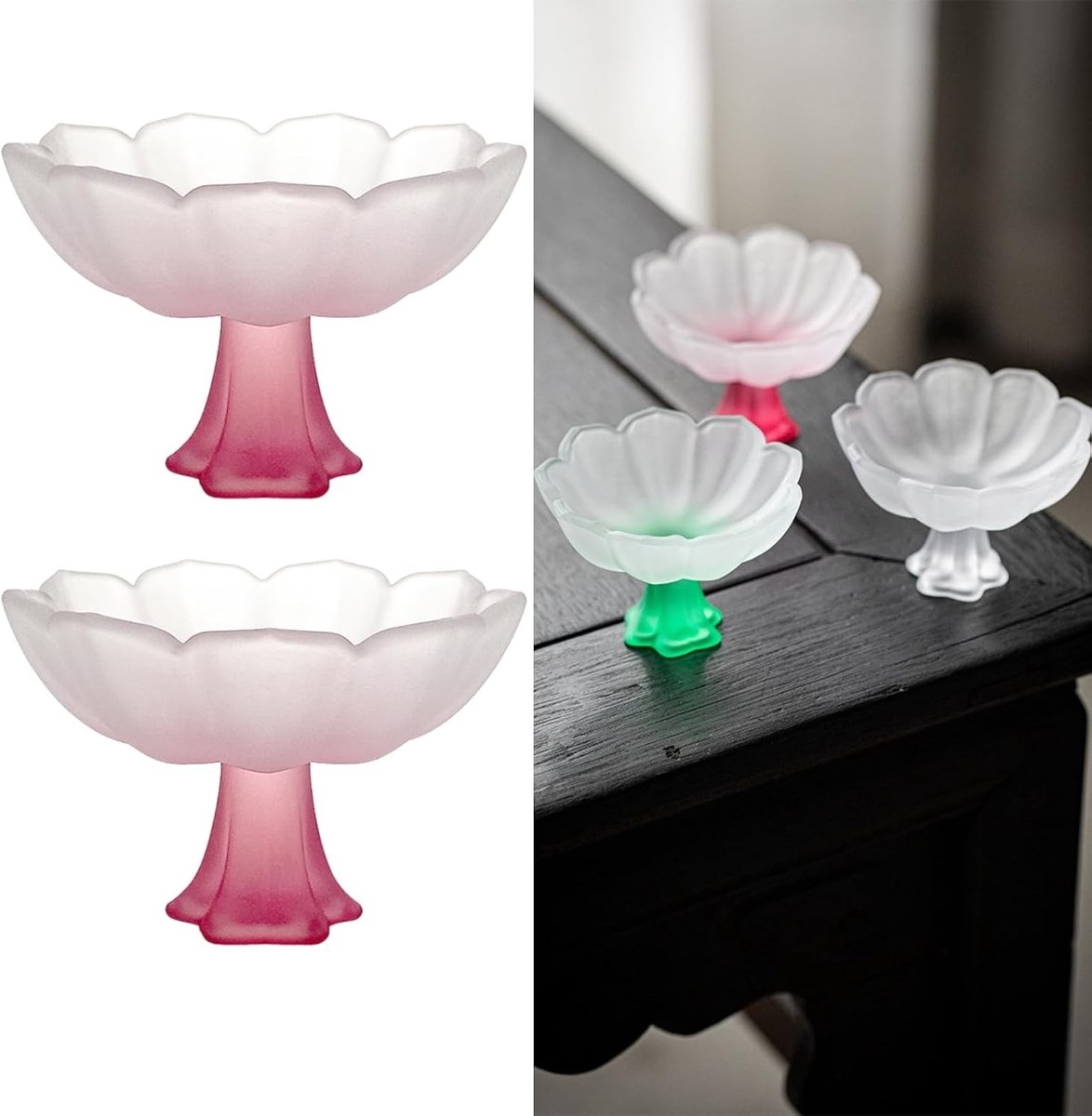 Handgemaakte Glazen Theekopjes - 70ml Hoge Handgreep, Brede Opening voor Thee en Sake (Set van 2) - Perfect voor Theeliefhebbers en Cadeaus