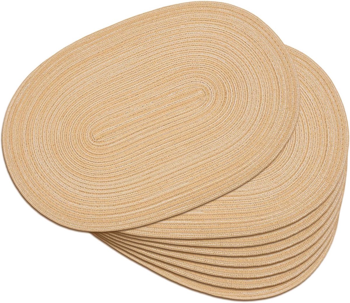 8x Ovaal Gevlochten Placemats – Bruin – Set van 8 Onderleggers – 45x30 cm – Tafeldecoratie – Kaki