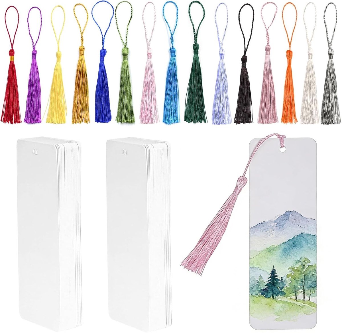 90 Stuks Lege Boekenleggers 14 x 4,8 cm met Tassels voor DIY Projecten en Lezen Accessories