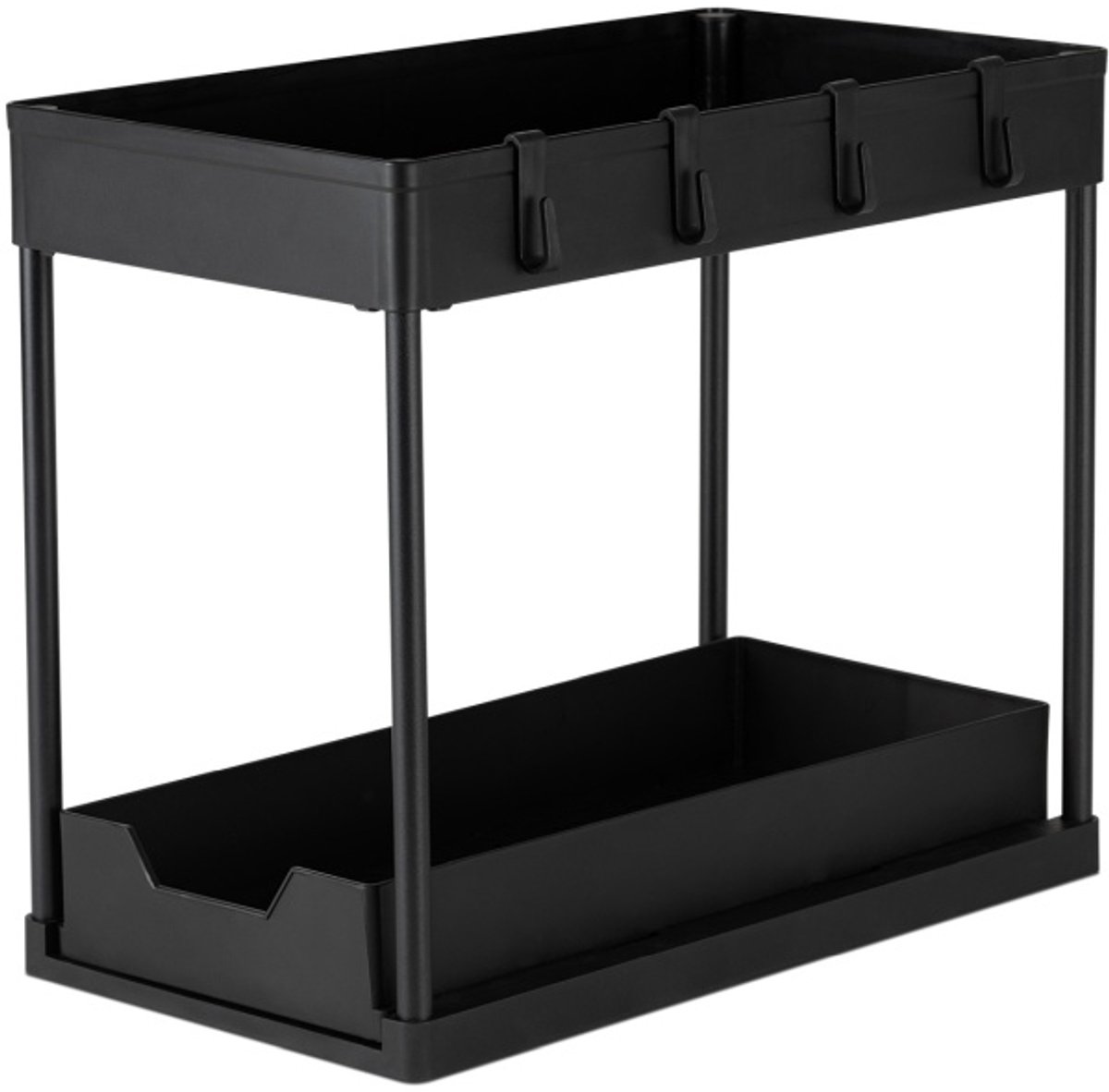 Zwarte keukenorganizer met twee verdiepingen
