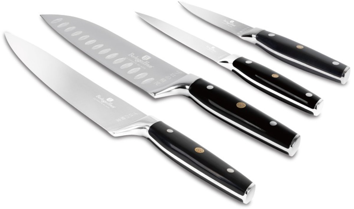 Set van 4 roestvrijstalen messen uit de Matte Black Collection