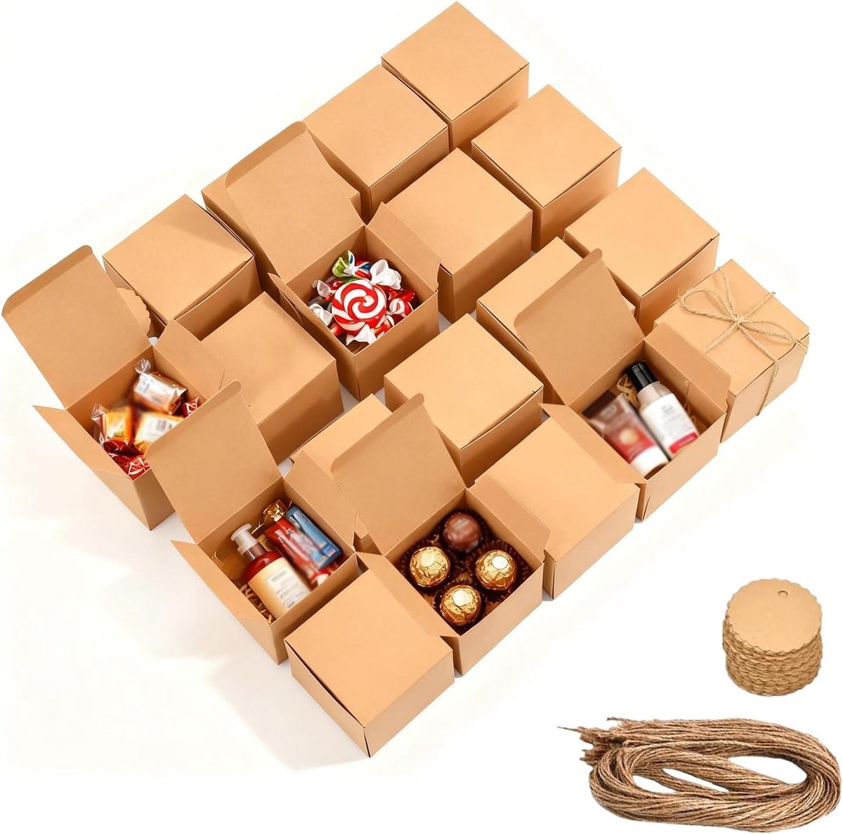 Set van 50 kleine geschenkdozen voor het inpakken van cadeaus - 5x5x5 cm, ideaal voor feestjes en evenementen