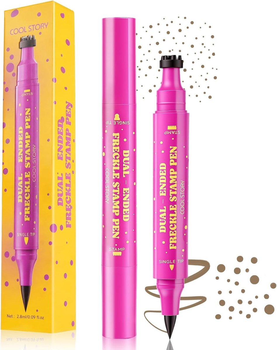 2-in-1 Freckle Marker en Stamp voor Natuurlijke Vlekken op het Gezicht, Waterproof en Sneldrogend, 24 Uur Langhoudend, Caramel Kleur