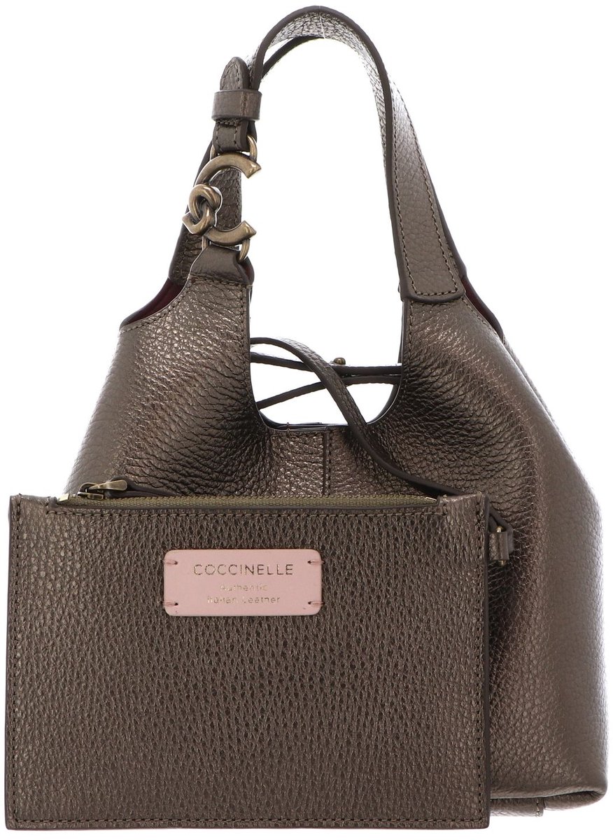 COCCINELLE Leren handtas schoudertas C-Easy Crossbody Bag Antique Brass Taupe