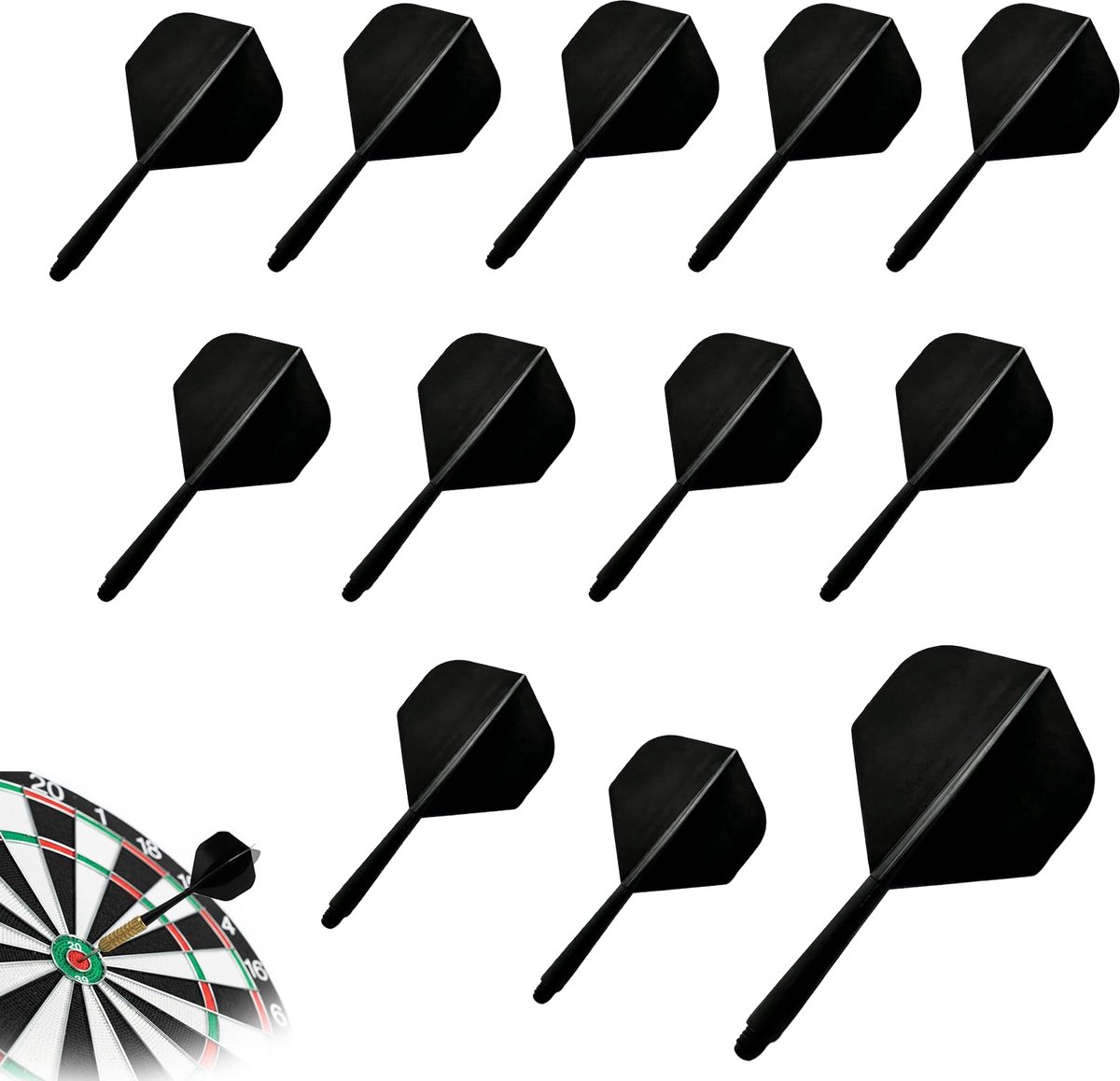 Dart Flights met Schacht - Geïntegreerd Shaft Flight Systeem van Kunststof, Stabiel en Licht - Voor huishoudens en verenigingen - 12 stuks, 2BA Schroefdraad 75mm