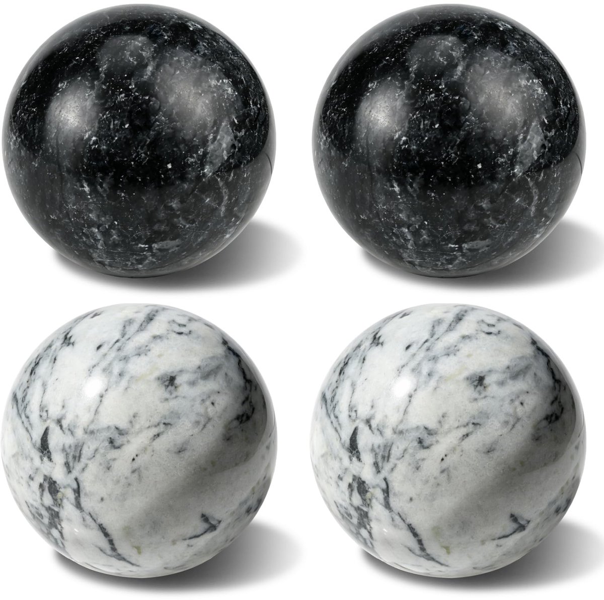 Qi Gong Ballen Set - Van Jade - Met Klank - Voor Handoefeningen & Ontspanning - 4 Stuks - Ø 5 cm