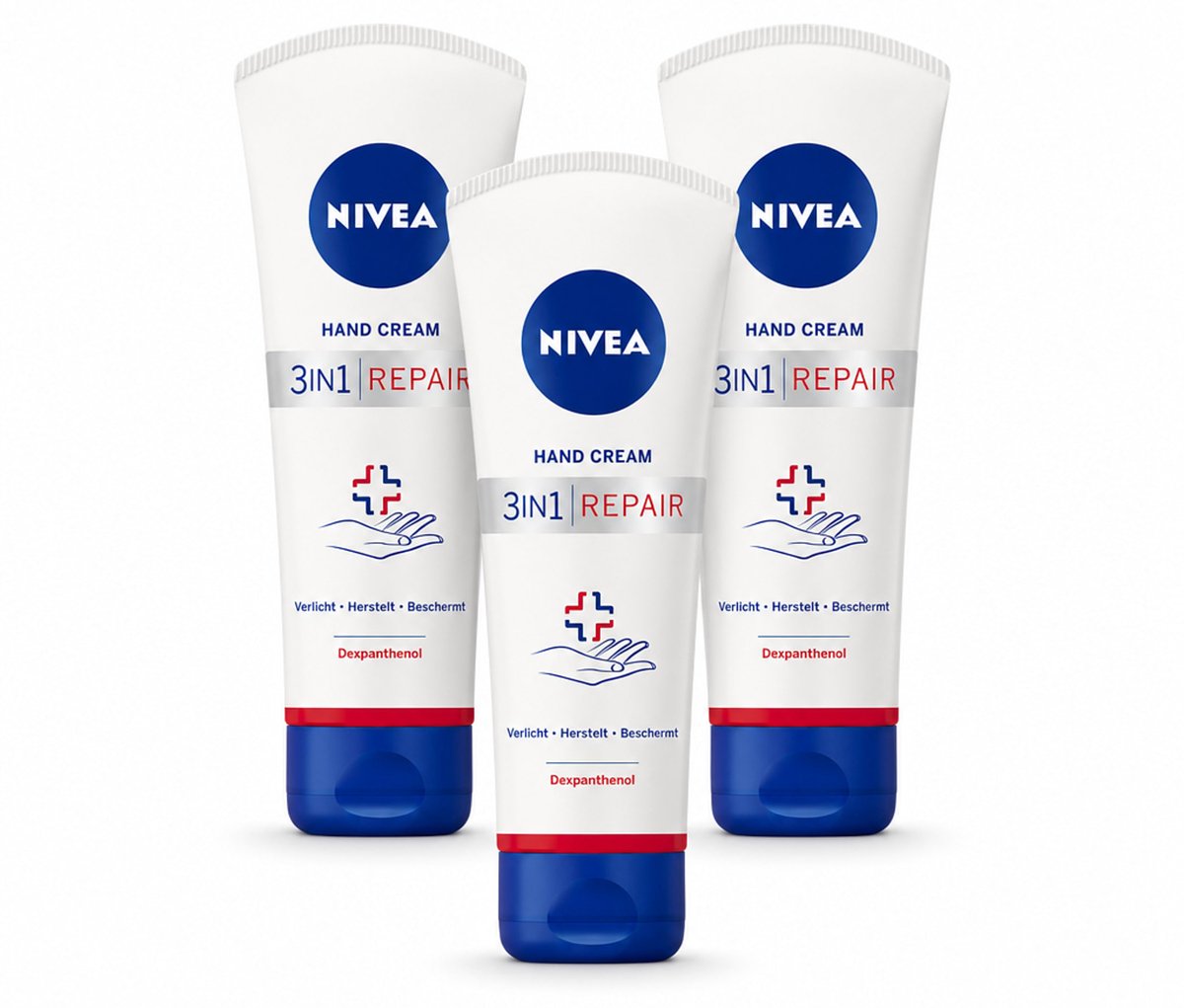 3 x NIVEA - Handcrème - 3-in-1 Herstel - Verlicht - Herstelt - Beschermt - 100 ml - Bulkverpakking - 3 stuks