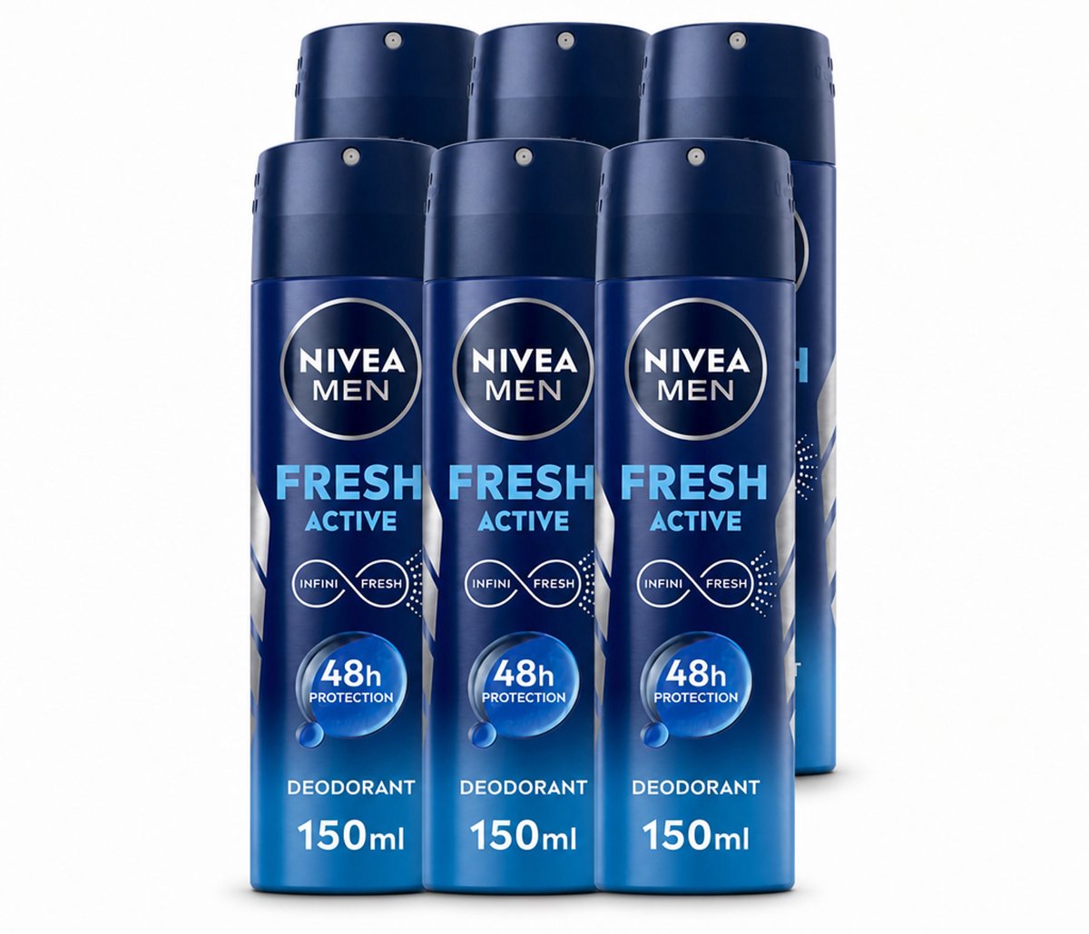 6 x NIVEA MEN - Deodorant Spray - Fresh Active - 150 ml - Voordeelverpakking - 6 stuks