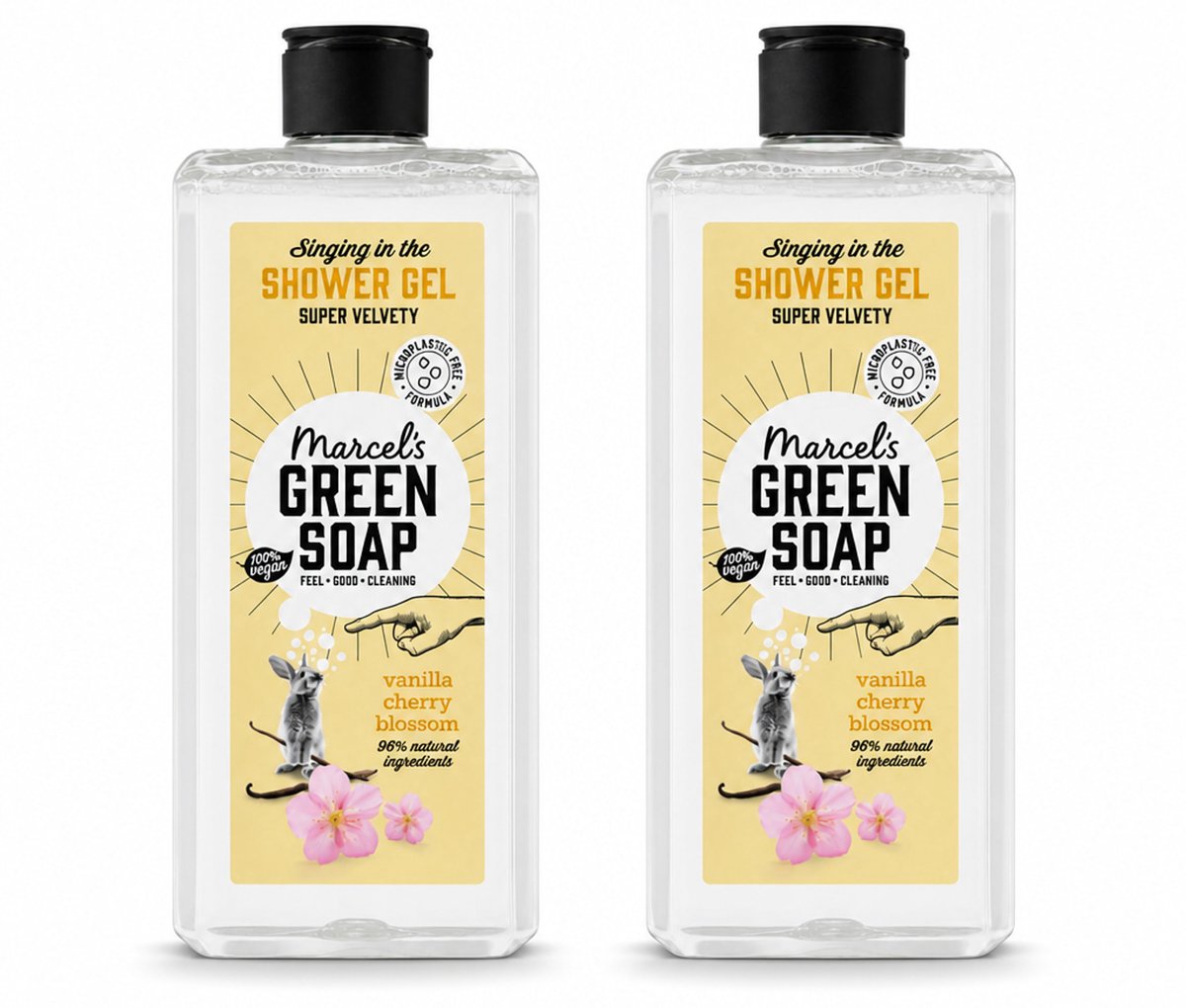 2 x Marcel's Green Soap - Douchegel - Vanille & Kersenbloesem - Verzorgend & zacht - 300 ml - Voordeelverpakking - 2 stuks