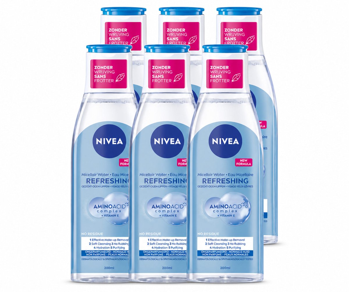 6 x NIVEA – Micellair Reinigingswater – Refreshing – 200 ml - Voordeelverpakking - 6 stuks