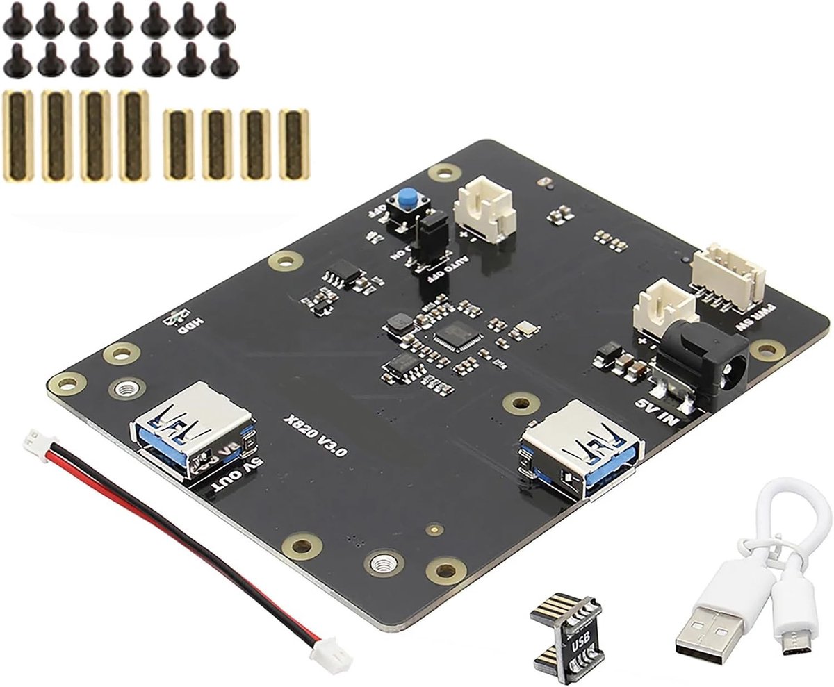 Raspberry Pi 3 B+/3 SATA HDD/SSD Geheugenuitbreidingskaart, X820 V3.0 USB 3.0 Module voor 2.5" SATA HDD/SSD, Ideaal voor Opslaguitbreiding en Projecten