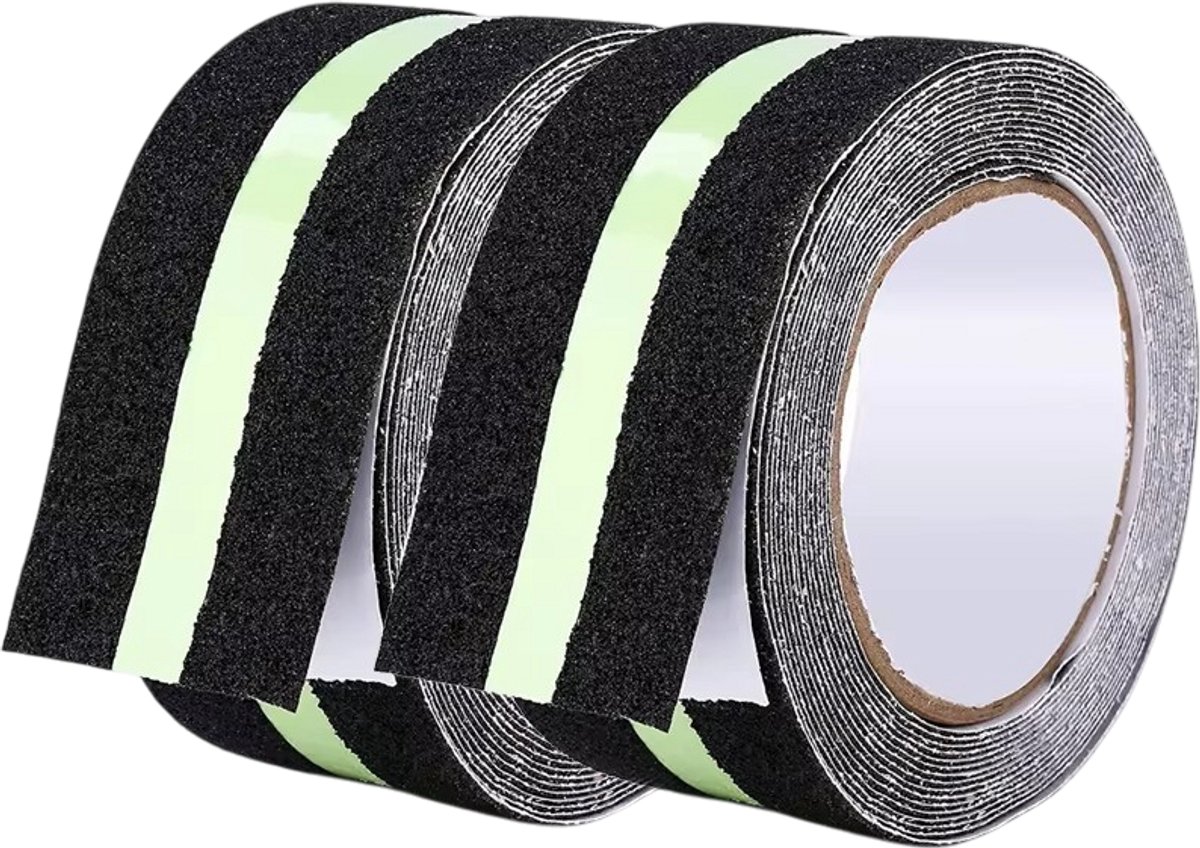 Lichtgevende Antislip Grip Tape – Glow in the Dark, Antislip Tractie Tape, Loopvlak Veiligheidsstrip, Zelfklevende Tape voor Binnen & Buiten - 2 Stucks