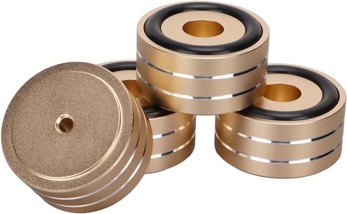 Set van 4 Speaker Isolatie Spikes, 40x20mm Aluminium Voeten met Antislip Rubber voor HiFi Audio Apparatuur