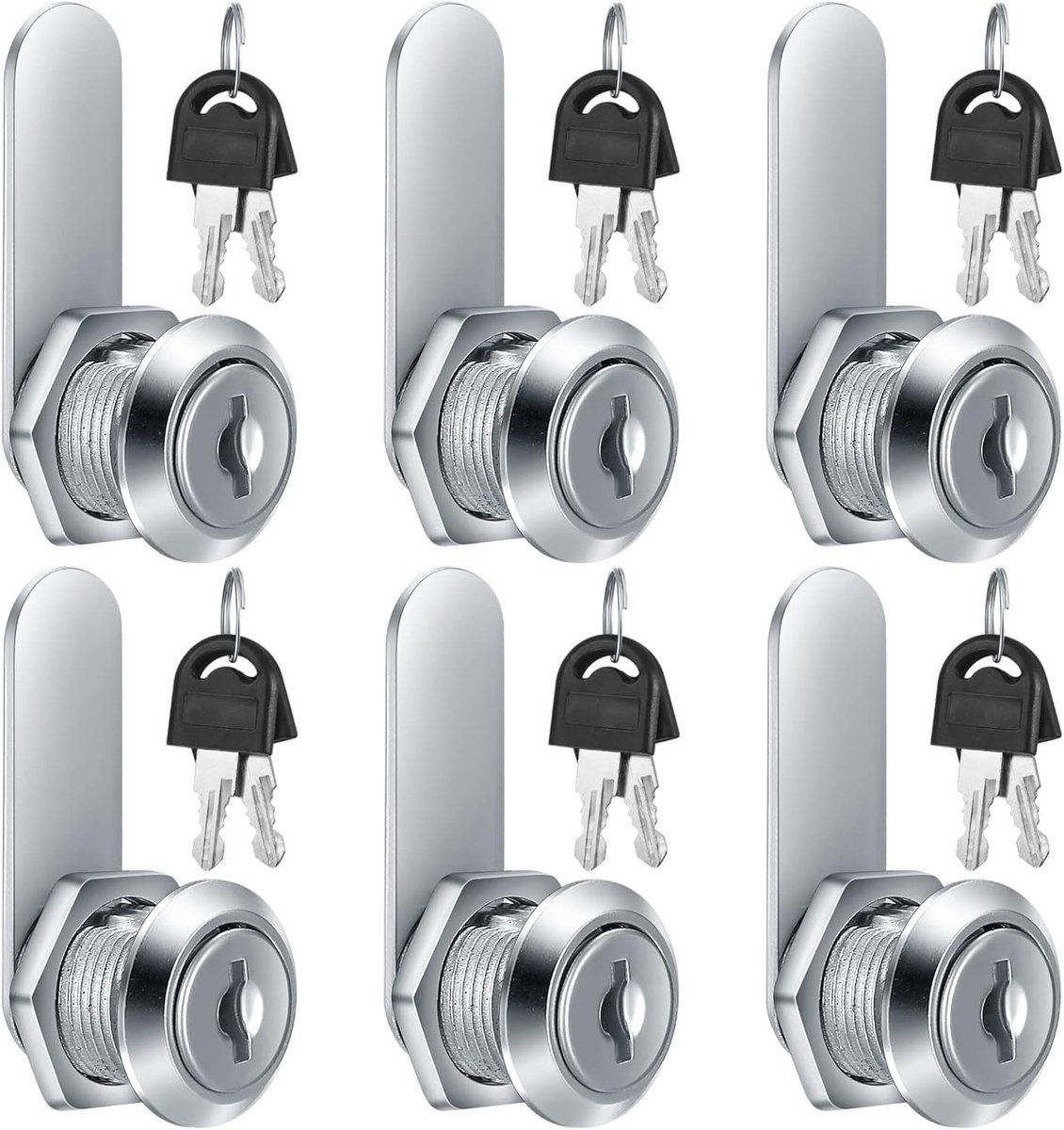 Set van 6 Meubelvergrendelingen met Sleutel, 16 mm Locks voor Kast, Lade en Postbus Deuren
