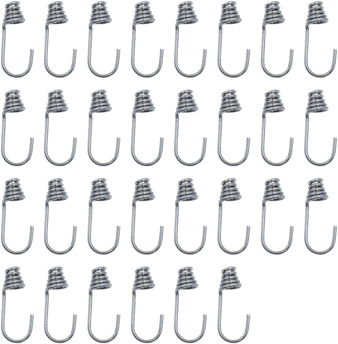 30 Stuks Spirale Elastische Haken, Elastische Spanning Haken voor Touw en Kabel (3mm, Zilver)