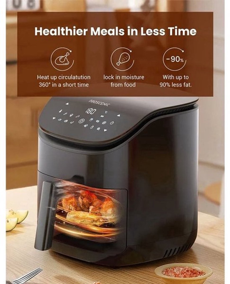 Heteluchtfriteuse - Airfryer - Smart Electric Air Fryer - Olievrij - 1500W - 10-in-1 Functies - 3,5L - 12 Vooraf ingestelde Functies - Zwart