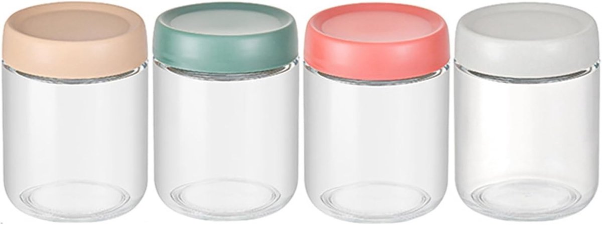 Duurzame glazen potten van 500 ml voor overnight oatmeal, salades, chutney en jam - Set van 4 met schroefdeksel