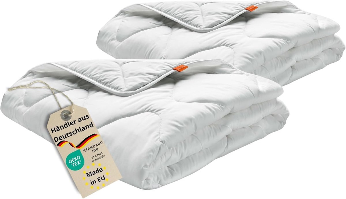 Dekbed 135x200 cm, set van 2, microvezel, wit, medium warmte voor het hele jaar