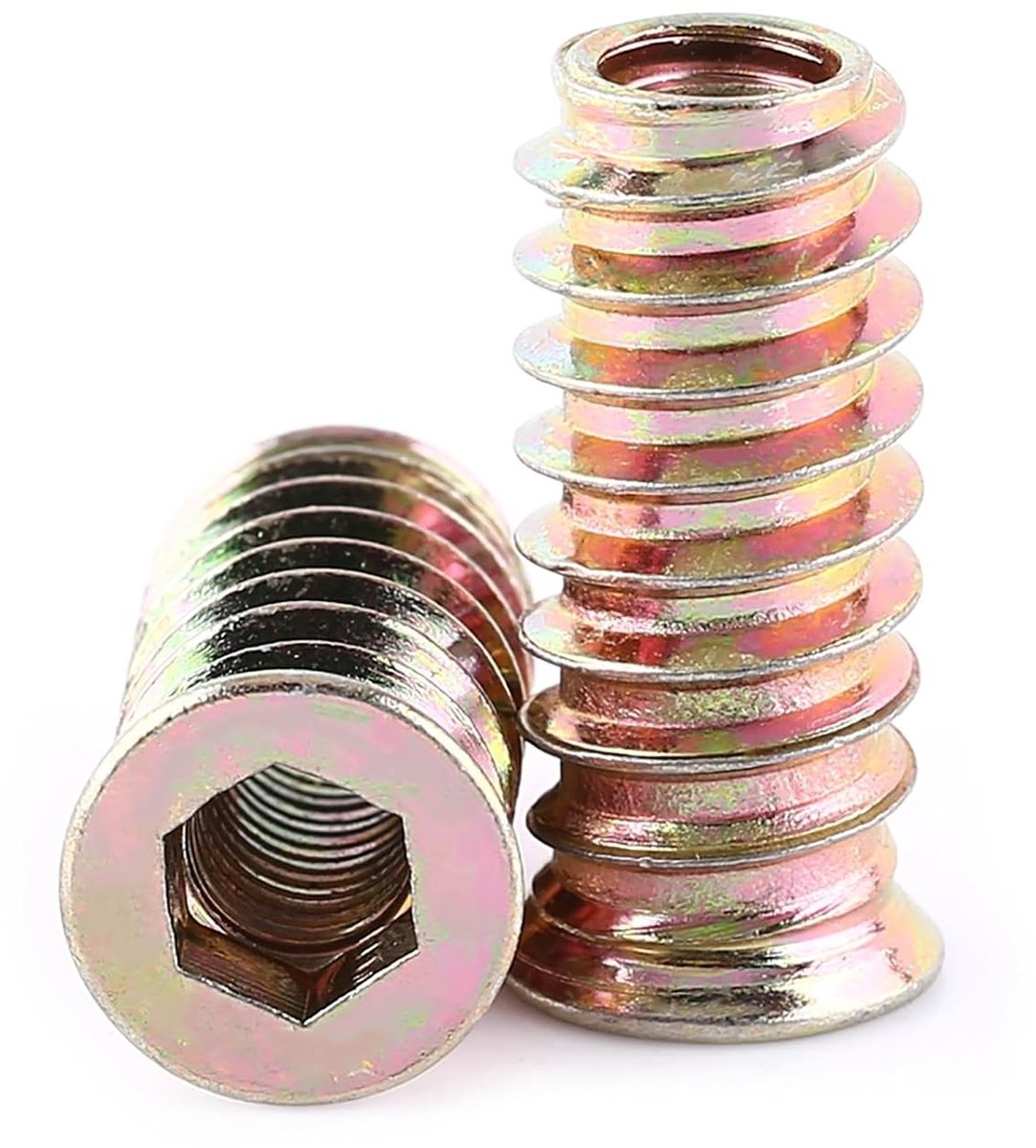 20 Stuks Hex Socket Insteekmoeren van Koolstofstaal voor Houten Meubels, M6*25mm, Duurzaam en Roestvrij