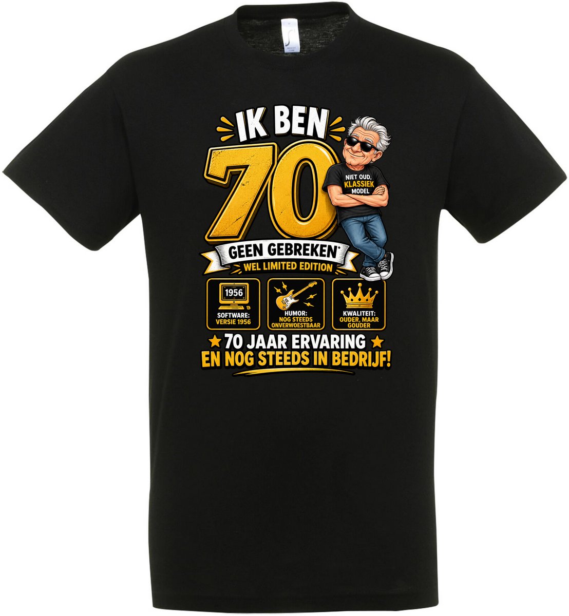 Ik Ben 70 T-shirt - Verjaardag en feest cadeau - Cadeau tip - Aged To Perfection - 70 jaar cadeau - 70 jaar - T-shirt - 1956 - Heren – Feest - Vader Cadeau - Maat L