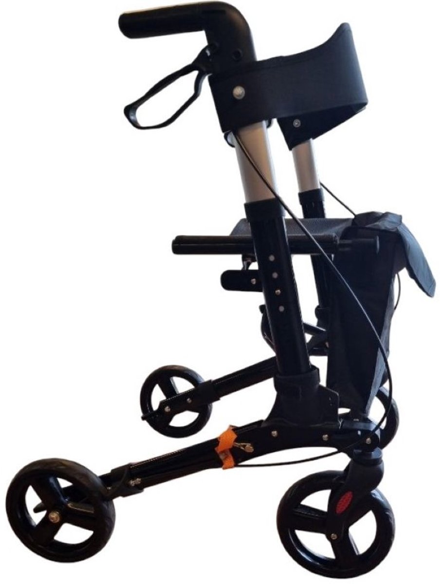 Aluminium - lichtgewicht rollator - Dubbel opvouwbaar - (ROZEUS) Kleur zwart