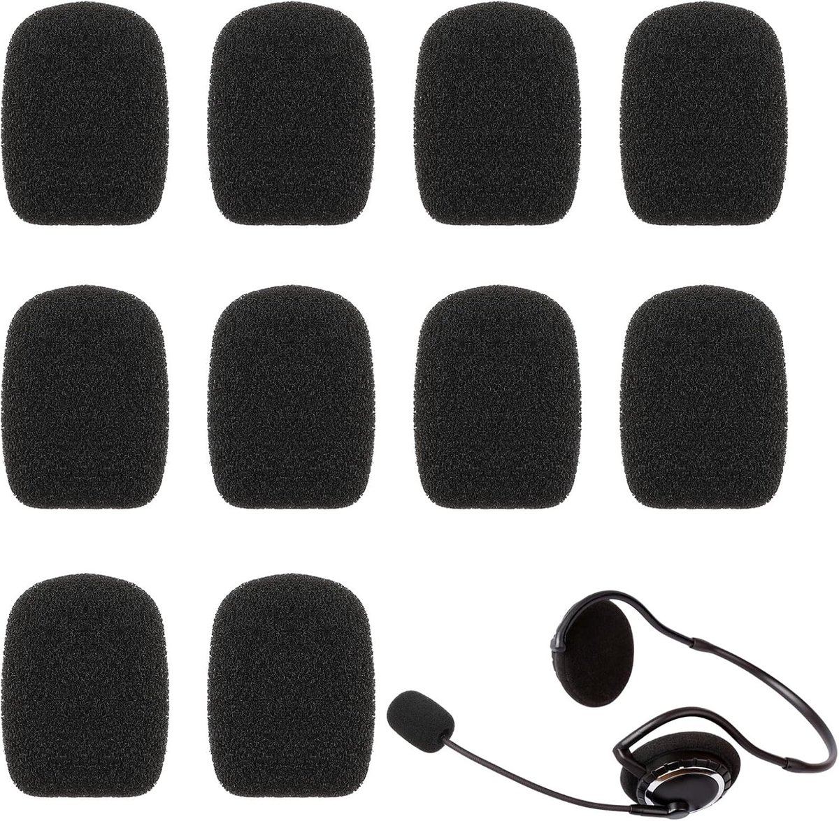 10 Stuks Schuim Covers voor Headset Microfoon, Geluidsisolatie en Windbescherming voor Diverse Microfoons