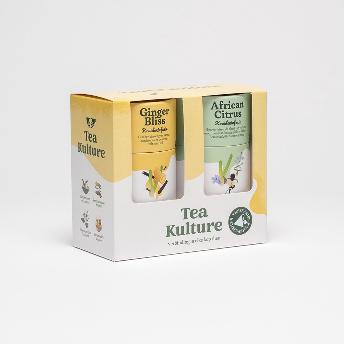 Tea Kulture Opkikker Geschenkset - 2x15 Theezakjes - Gember en Citroengras