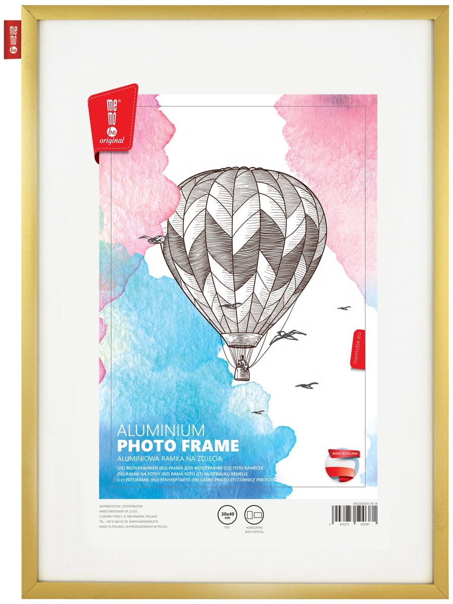 Gouden Aluminium Fotolijst 30x40 cm met Plexiglas