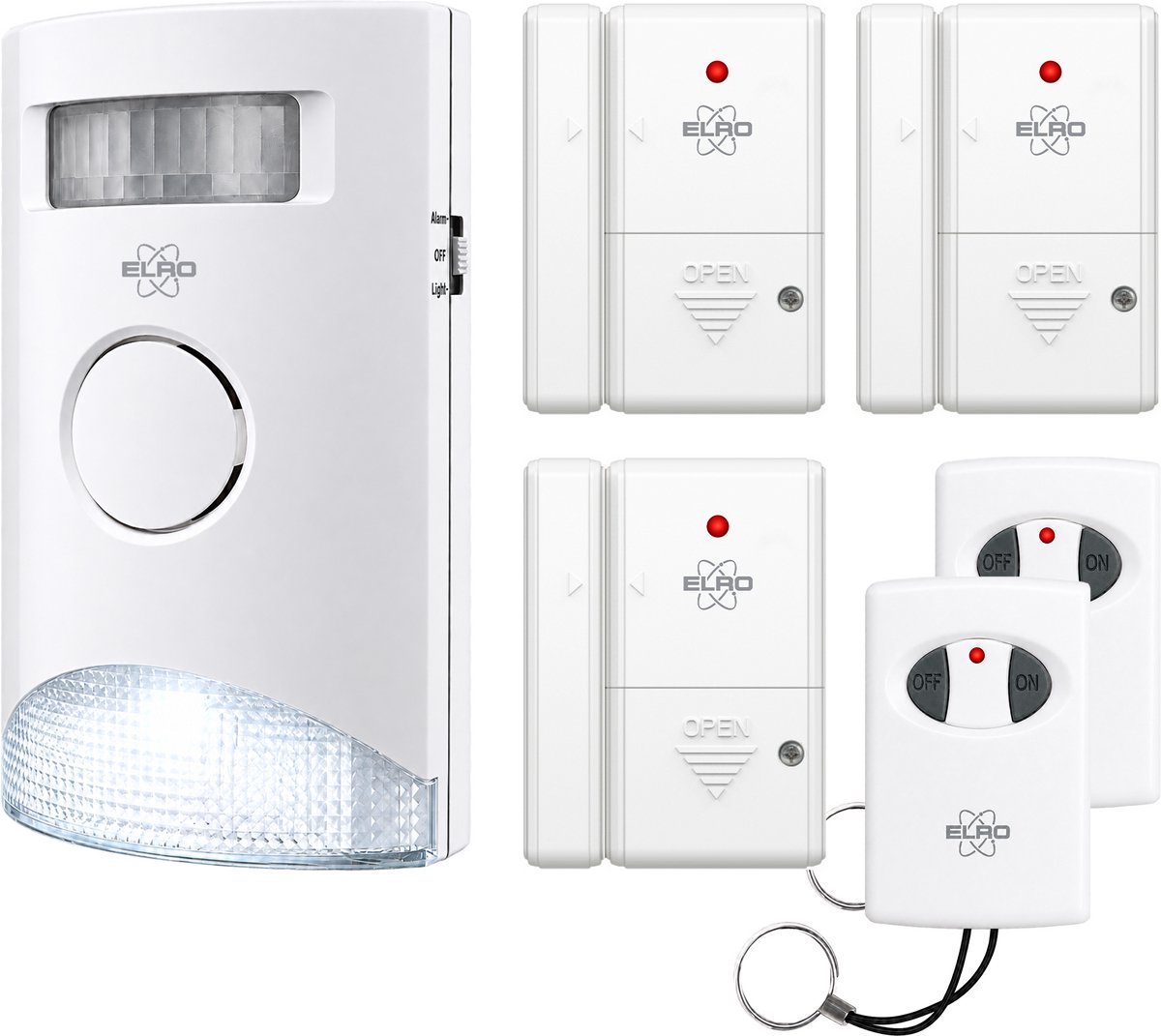 ELRO AS31S HomeLite Alarmsysteem - Draadloos - 6-delige Set – Basis Unit met Bewegingssensor, 3x Deur-/Raamcontact en 2x Afstandsbediening – Geen Wifi nodig