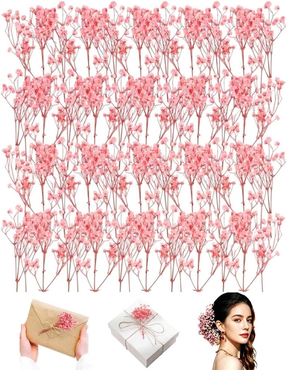 50 Stuks Gedroogde Gypsophila Bloemen, Decoratieve Kleine Persbloemen voor DIY Creaties, Kaarsen, Manicure en Telefoonhoesjes