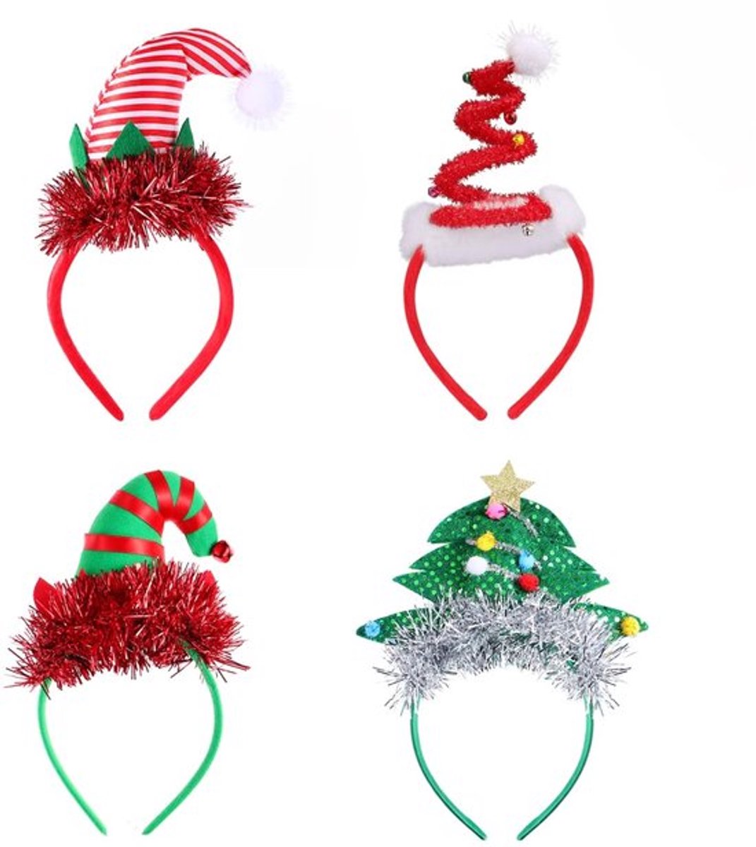 VT Goods - Kersthaarband voor volwassenen en kinderen - 4 stuks - Comfortabel