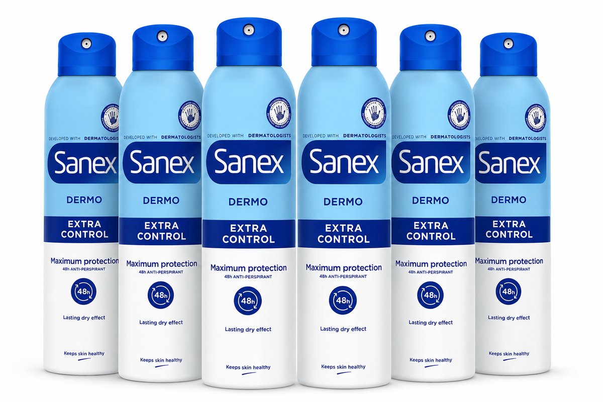 Sanex - Dermo - Extra Control - Anti-Transpirant - Deodorant Spray – 48H Bescherming – 6x250ml