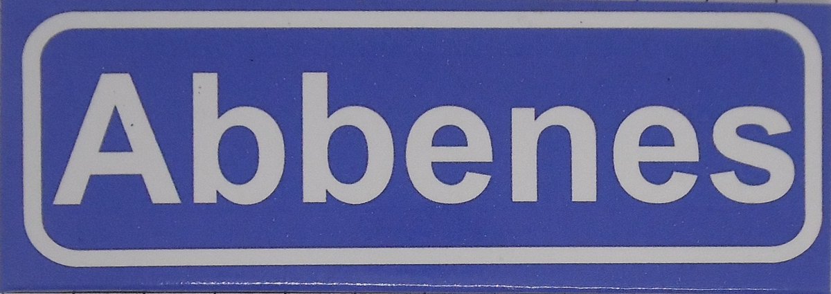 Souv© - koelkast magneet - plaatsnaam bord - kombord - souvenir - koelkastmagneetje - relatiegeschenk Abbenes