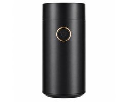 DPLUNIQ Koffiemolen - Koffie - Koffiemaler - Notenkraker - Elektrisch - 75g - 150W - Netsnoer 76cm - 20x10cm - Zwart/Goud