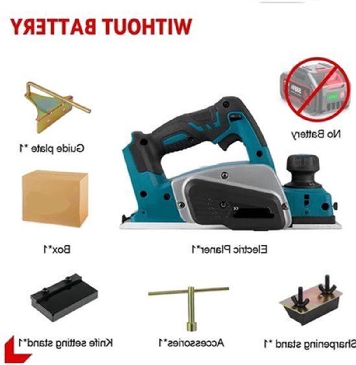 Schaafmachine - Elektrische Schaaf - Parallelgeleider - Opvangzak - Draadloze Elektrische Houtfrees - 30000RPM – Brushless Trimmer & Schaafmachine Zonder Accu – Geschikt voor 18V Accu
