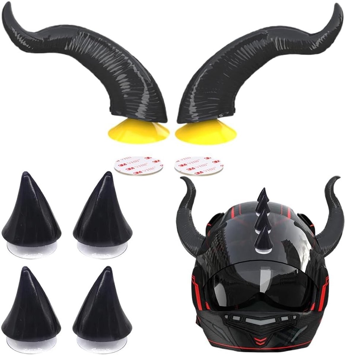 6 Stuks Duivelshoorns en Spikes voor Motorhelm - Cosplay Accessoire en Horror Ornamenten voor Feestkostuums en Decoratie