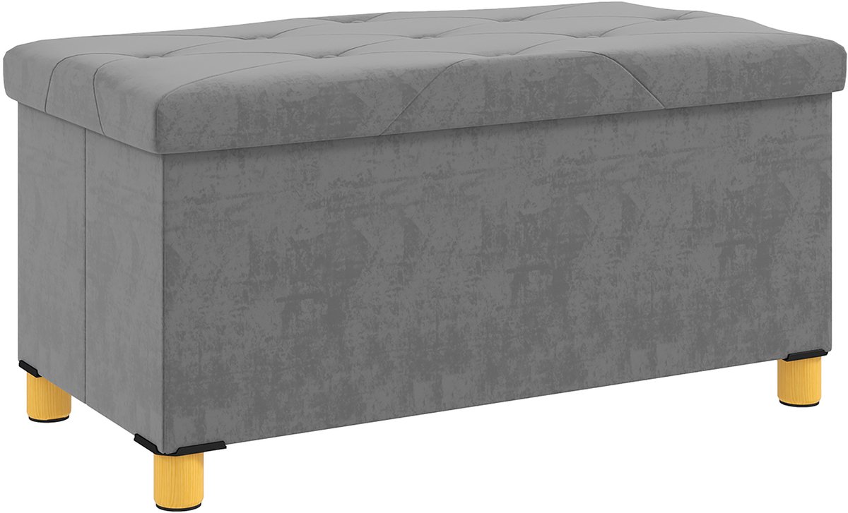 HOMCOM Opbergpoef - Polyester - 76x38x38cm - Grijs