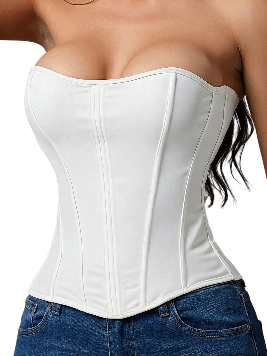 Sexy Corset Top Dames – Strapless Taille Trainer, Push-Up Bustier Crop Top, Off-Shoulder Top - Maat M