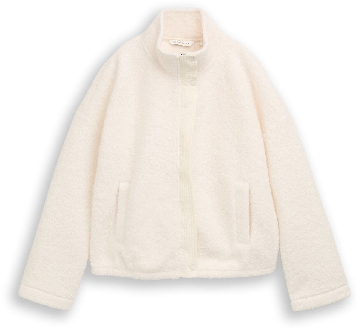 Tom Tailor - Teddy-sweatjack met opstaande kraag - Maat XXXL - Whisper White
