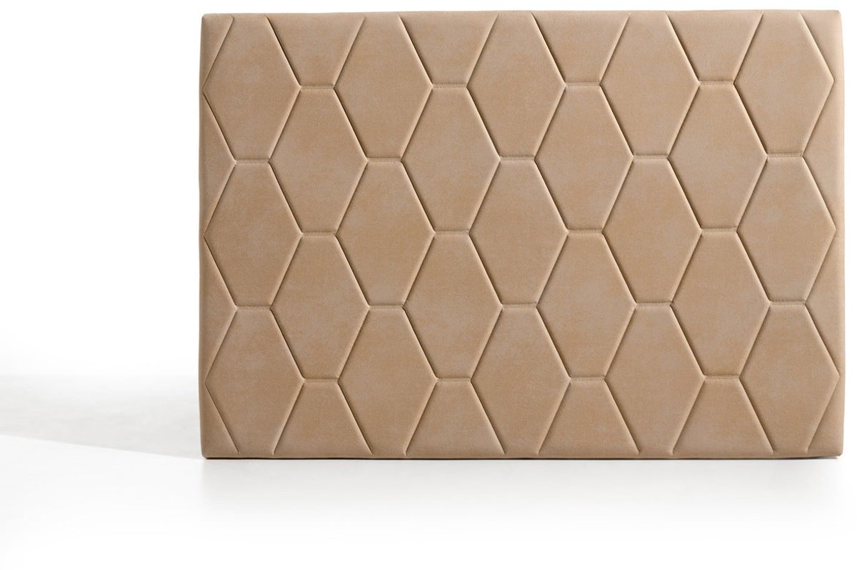 Hoofdeinde Ágata voor bed van 110 van camel-kleurige stof 115x115x8. Matris
