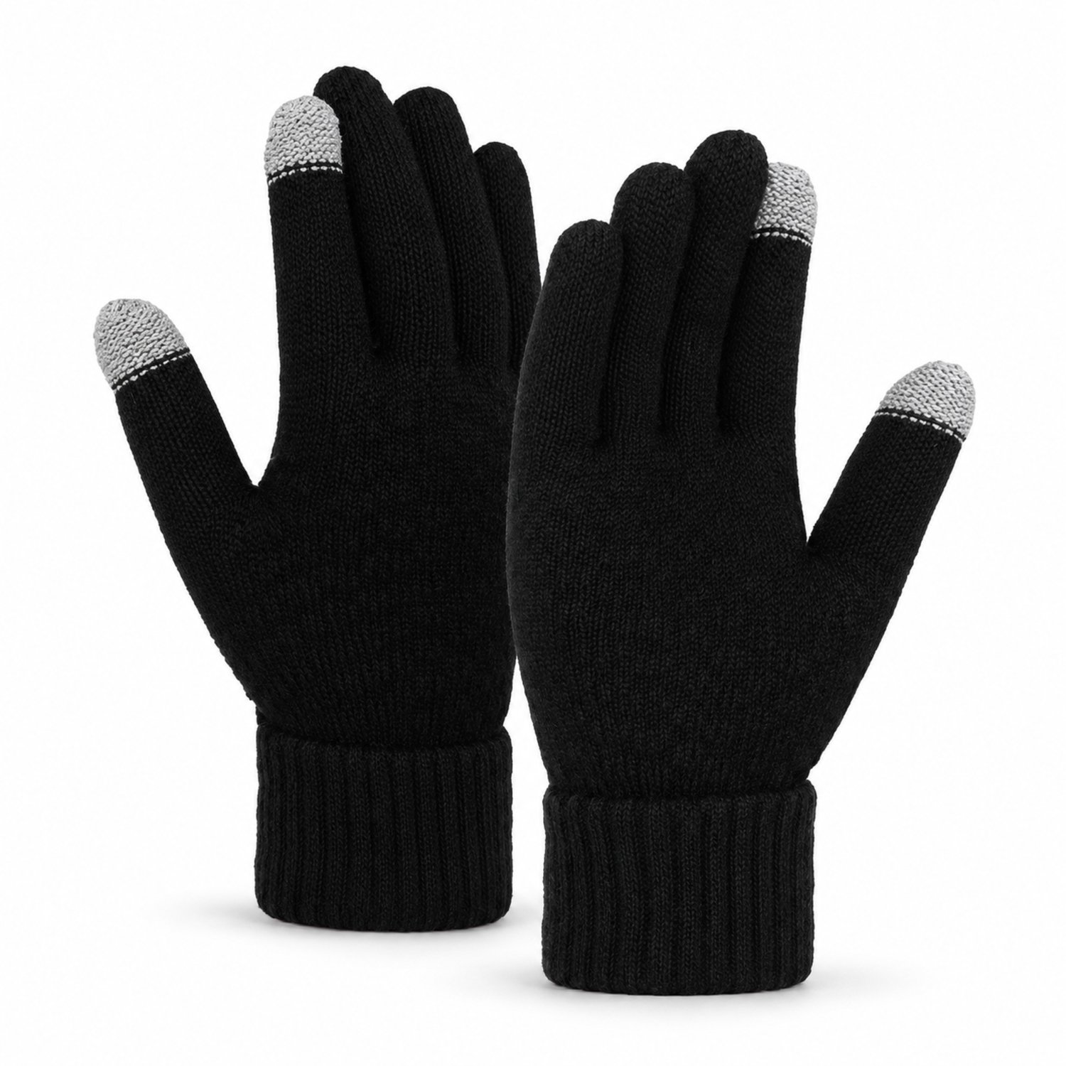 MoodLux Touchscreen Winter Handschoenen - 100% Zachte Acryl - Winddicht - Waterafstotend - Comfortabel One Size - Dames & Heren - Perfecte Pasvorm - Zwart