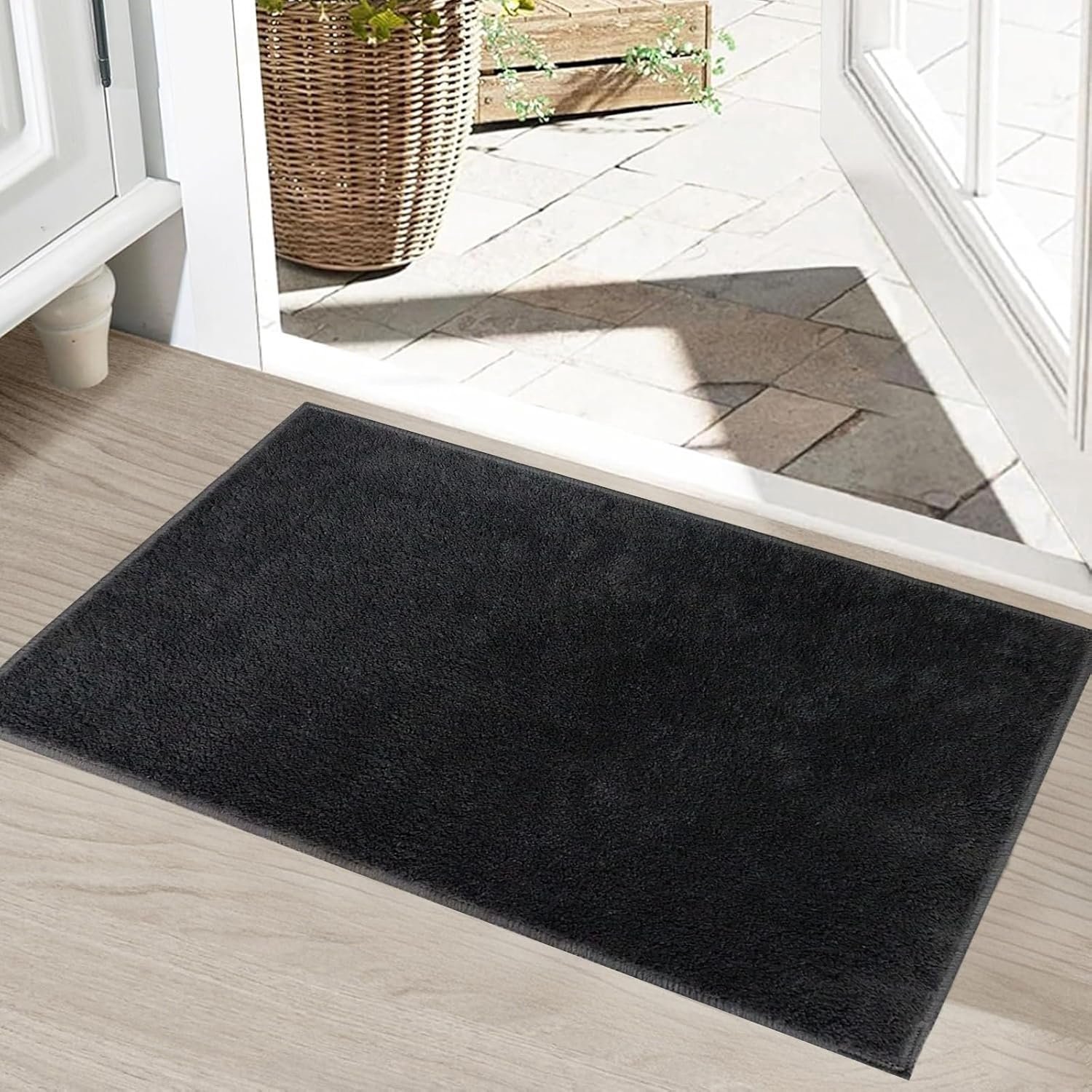Binnenmat 80x120 cm, anti-slip, kortpolige vloermat, zwart