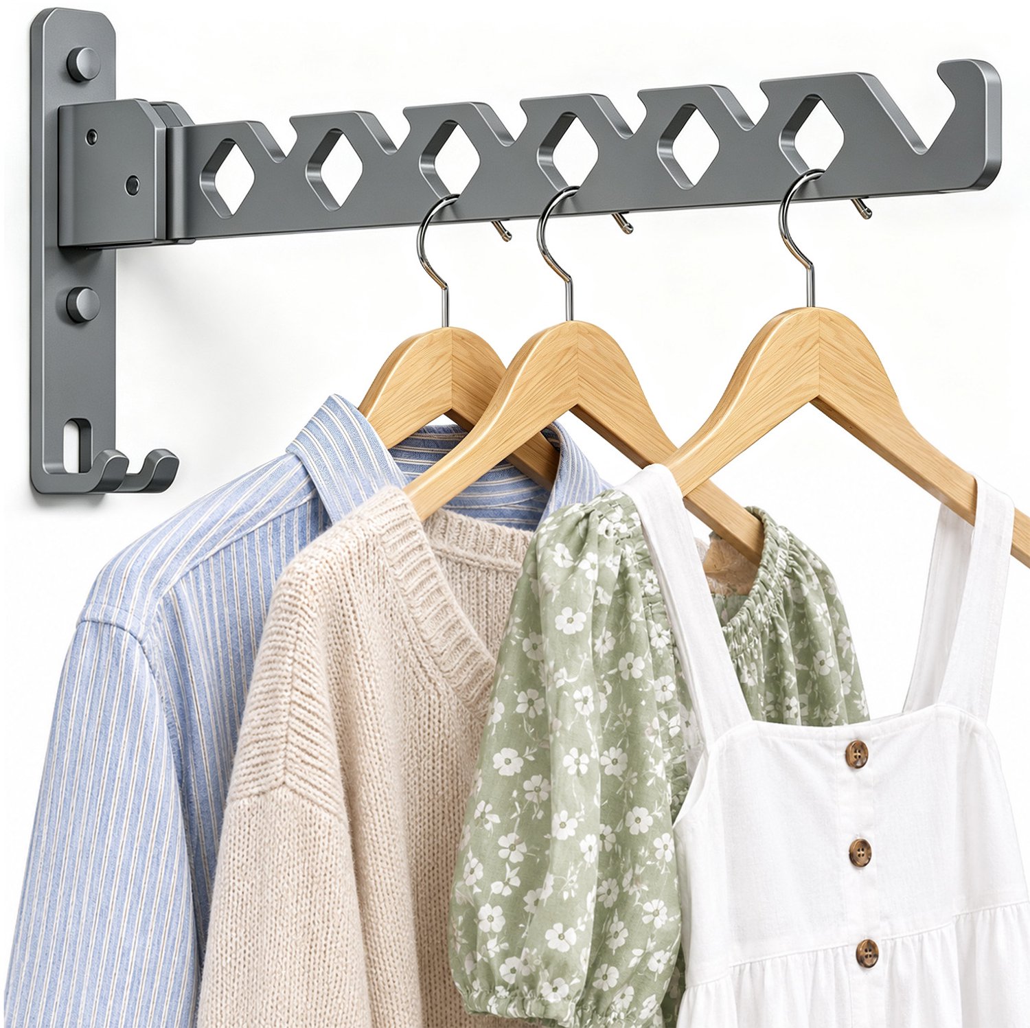 Kledinghaak – Inklapbaar – 35 cm – Muurbevestiging – Grijs