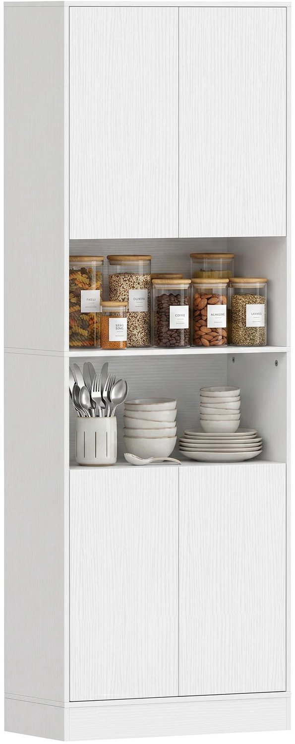 Lamor Witte Keukenkast - Buffetkast - Kast - Kasten - Servieskast - Buffetkasten - Opbergkast - Opbergkasten - Wit - 60x30x170 cm