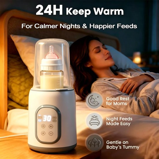 Snelle flessenwarmer - Geschikt voor moedermelk en flesvoeding - met sterilisatie- en warmhoudfunctie - kan babyflesjes verwarmen — afbeelding 4