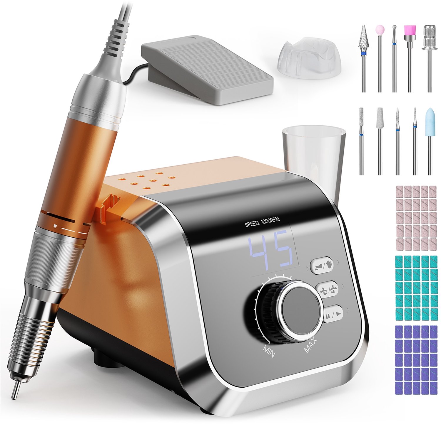 HOMEASY Elektrische nagelfrees - 45.000 tpm - Met voetpedaal