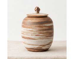NORE Urn | As-urne voor Mens & Huisdier | Keramiek | Japandi Design | Grote Urn 2,2 Liter | Mat Afgewerkt | Bruin | 2200 ml
