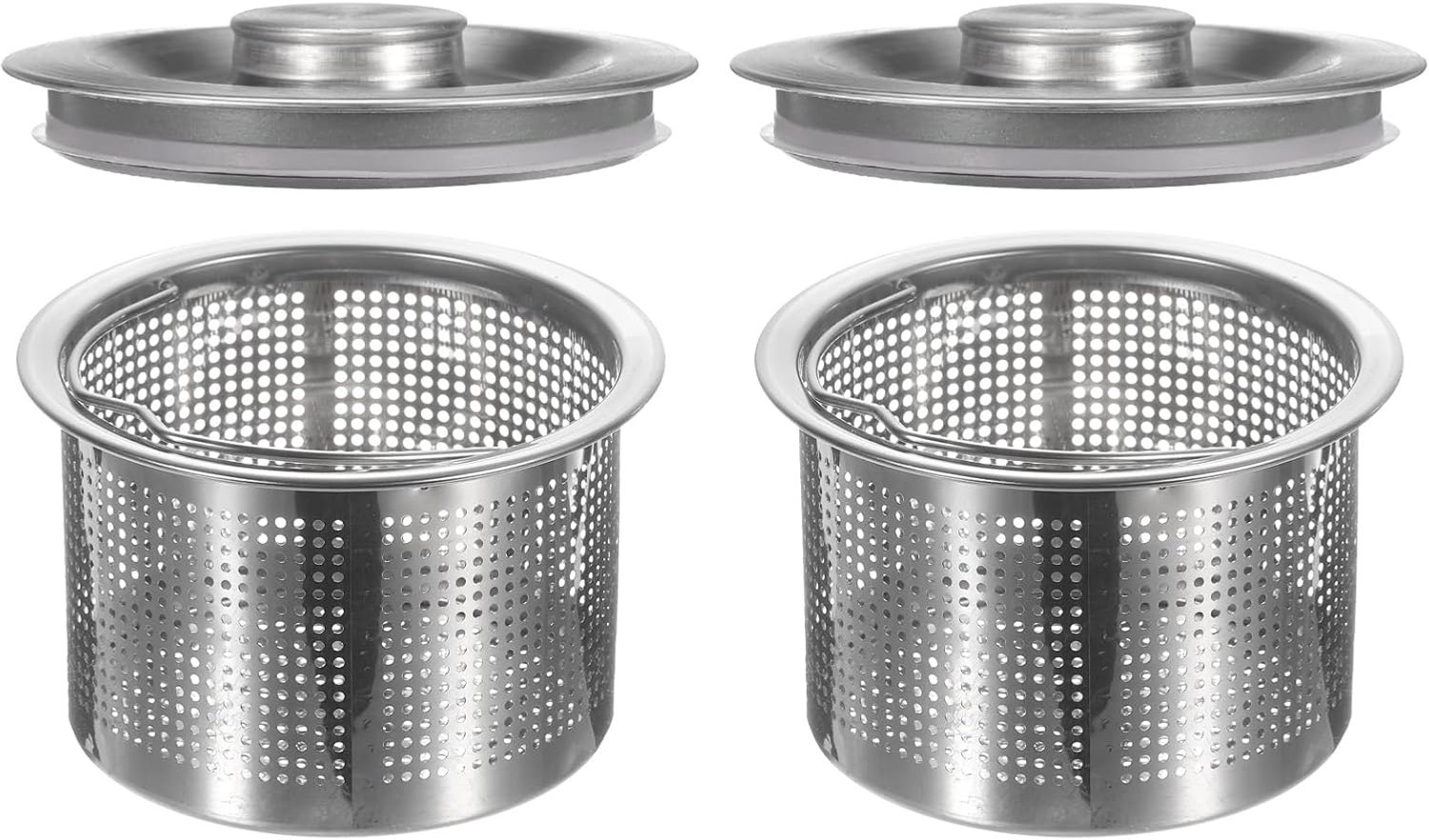 Afvoerfilterset 67 mm - roestvrij staal - 2 stuks met deksel - voorkomt verstoppingen Vemera - Vemera