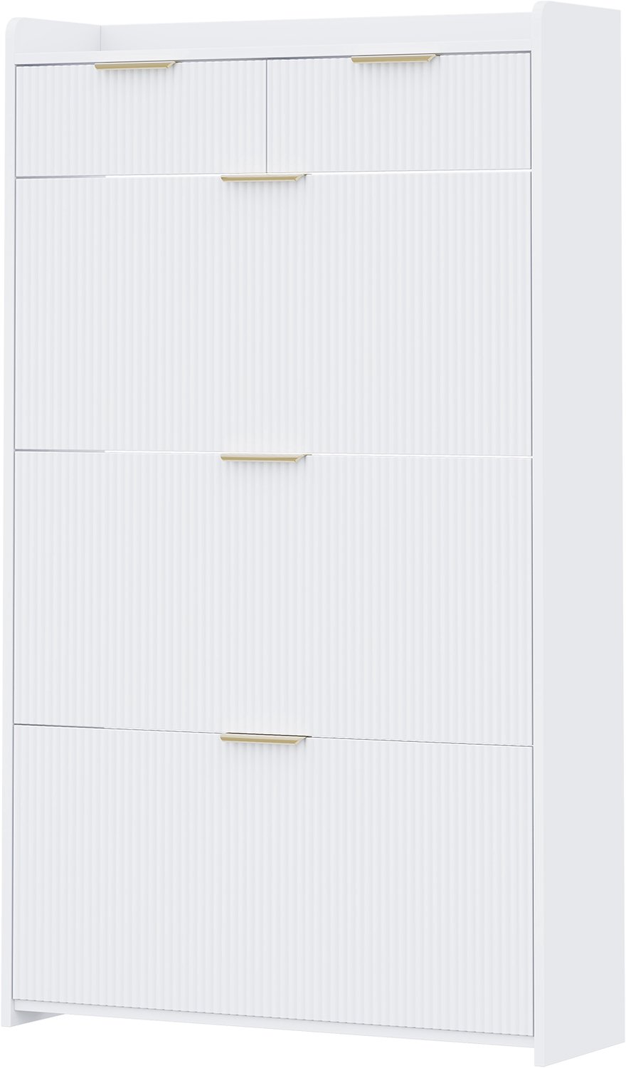 MUVANO Witte smalle schoenenkast voor de hal - schoenenkast 25 cm diep - 3 klepvakken en 2 laden - 80 x 25 x 135 cm - opbergen in entree en hal wit