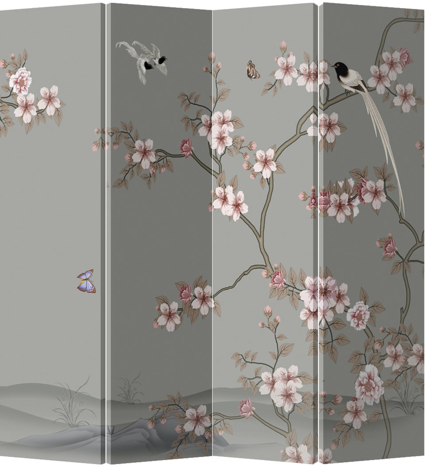 Fine Asianliving Chinees Kamerscherm Oosters Scheidingswand B160xH180cm 4 Panelen Licht Roze Sakura multi